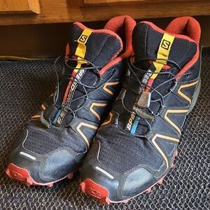 Salomon Trail Shoes - Black, Red, and Yellow